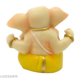 White poly marble Kiddily Mini 6cm Ganesh statue for car dashboard, Hindu God of Success