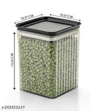 Black plastic dry fruit jars combo set, airtight and modular for kitchen storage - 12 pcs-1100 ML