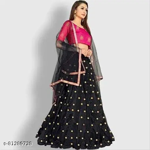 Taffeta silk and net lehega choli with matching dupatta, new trending Bollywood design by Manish Malhotra" (118 characters)