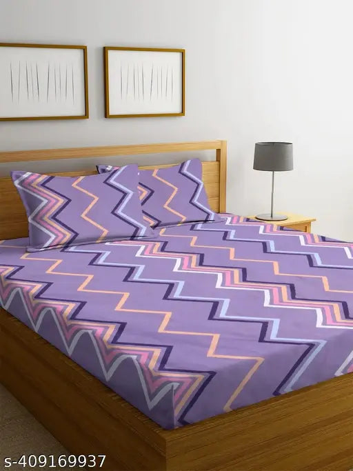 Legacy Premium Cotton Blend King Size Wrinkle-Free Bedsheet with 2 Pillow Covers, 90x90 inches, geometric check pattern
