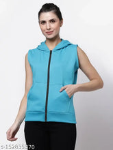 Solid cotton sleeveless KZALCON women's jacket, warm style perfect for casual outings, India origin