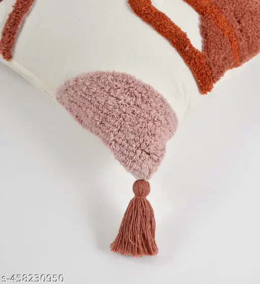 Abstract cotton square cushion cover, 16x16 inches, pack of 1, Indian origin