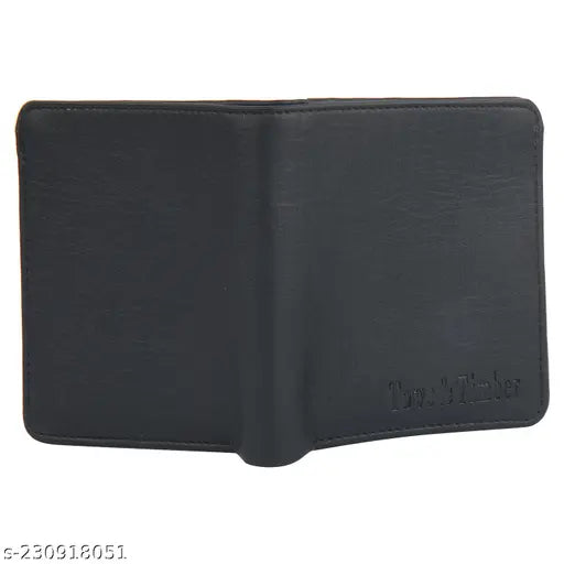 Faux leather bifold compact wallet for men, solid tan color with ID window, coin pocket, and multi-card slots - stylish accessory for daily use