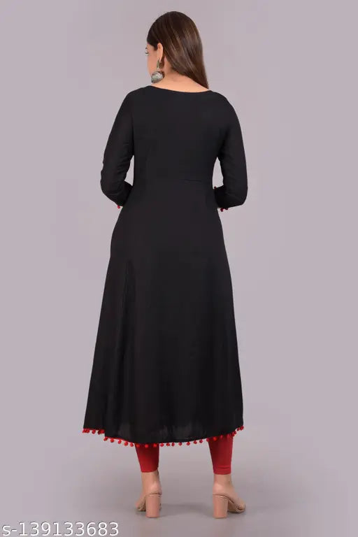 Rayon embroidered three-quarter sleeve kurti, beautiful woman's fashion from India