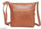 Faux leather Crazy Zipper In Tan bag, free size sling with adjustable strap, 2 compartments, water resistant, washable, solid color design, India origin