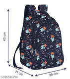 RRBlueCatStronaut2024 polyester school backpack, free size for class 1-8, daypack with pencil compartment