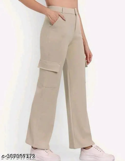 nylon trousers, women's premium cotton blend, elegant high-rise silhouette, pair with contrast tops, India origin