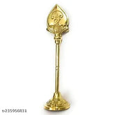 Brass Murugan Vel, traditional Indian god idol (6 inches high), sturdy finish for temple decor