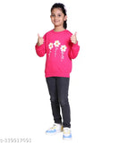 Wool round neck sweatshirt for girls in printed pattern, long sleeves, sizes 3-4 to 10-11 years