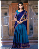 Acrylic South Indian lehenga choli for women, jacquard stitch pattern and long sleeves, unstitched with art silk dupatta, free size (waist 43 in, length 41 in, dupatta 2.3 in), Indian-made garment for girls aged 9-15 years