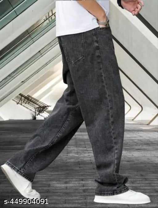 Cloud black denim men's jeans, solid pattern, size 28/30/32 from India