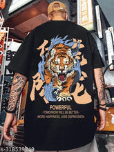 Mens black oversized graphic printed cotton T-shirt, short sleeves, large chest sizes available