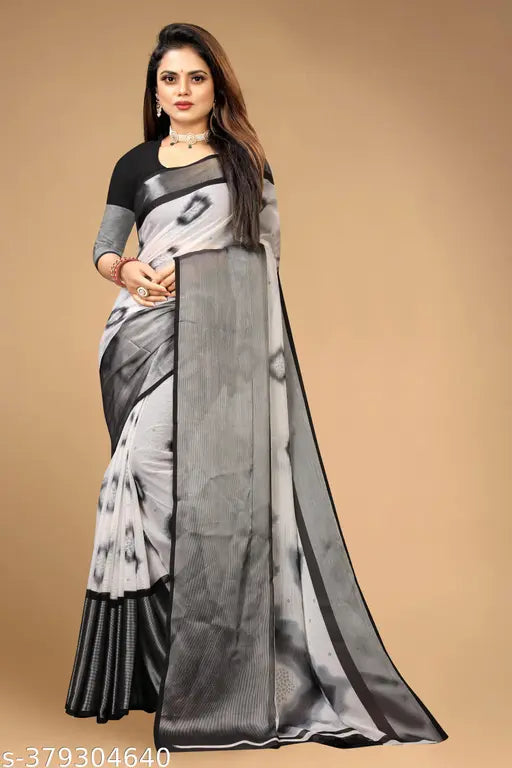 Soft pink chiffon saree with unstitched blouse, traditional Indian party wear