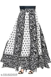 BWAnakali printed net cotton skirt, pure cotton, full length, cozy and stylish, wrap around design, belt closure, casual occasion, free size (waist 50 in, hip 40 in), Indian origin