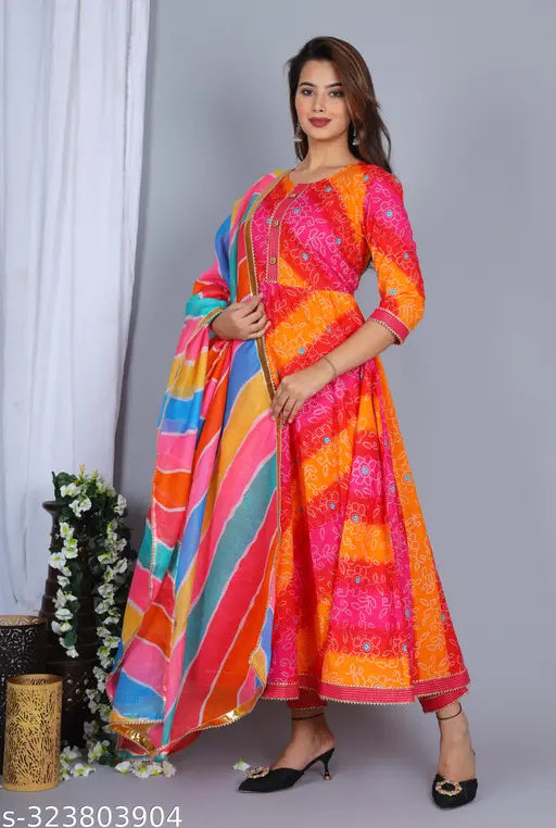 Pure rayon embroidered kurta gown, printed net, three-quarter sleeves, Indian handcrafted fashion for women's wardrobe