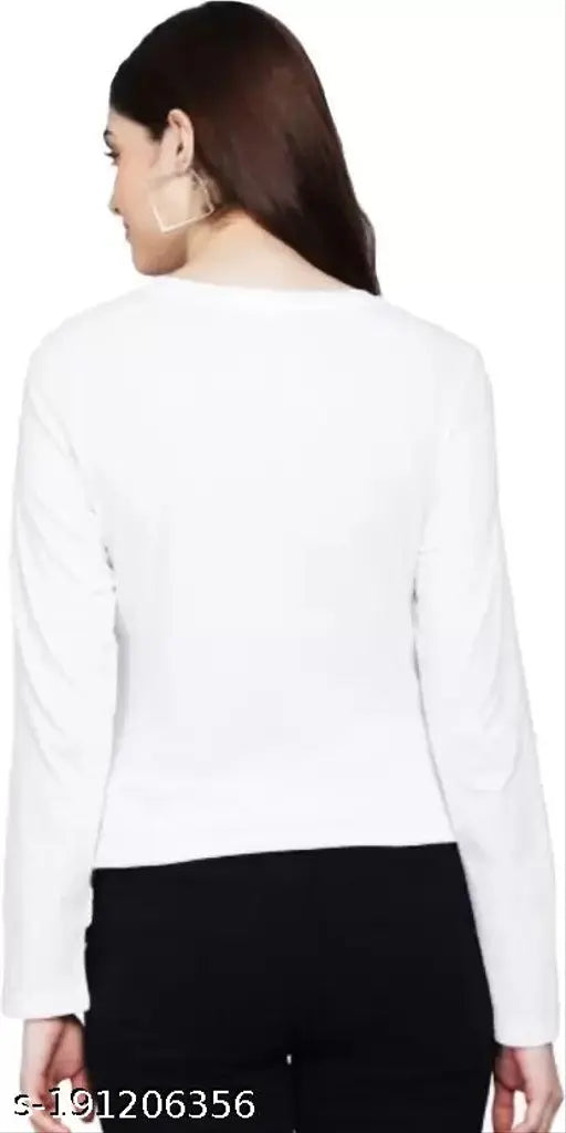 Printed full women's polyester t-shirt with long sleeves, featuring graphic design. Available in S-XXL, India origin