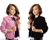 Denim Kid Color Jacket Combo, solid pattern for casual or party wear. Two pieces in long sleeves, hand wash instructions included. Product may vary due to lighting. Sizes from 4-5 to 11-12 years. Made in India