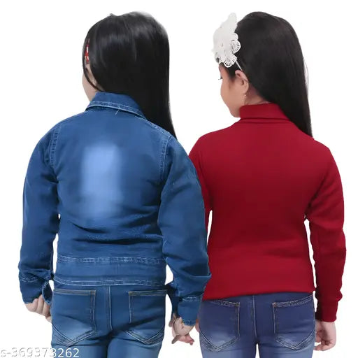 Blue & Maroon Denim Jacket Combo Pack for 2-8 years, durable and versatile denim outfits for children's fashion