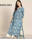 Rayon Adrika Ensemble Kurtis, printed combo three-quarter sleeve Indian ethnic wear on mannequin