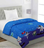 Cartoon single reversible comforter, lightweight polycotton for AC rooms & mild winters, 300 thread count (60x90 inches)