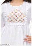 Cotton blend printed net three-quarter sleeve dresses for girls aged 1-15 years, flawsome elegant frocks from India