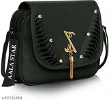 Black PU Slingbag with 2 compartments, ideal for modern women's essentials, sleek finish, premium quality leatherette material