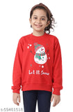Red cotton blend Ninos Dreams Christmas snowman printed full sleeves sweatshirt for kids (ages 6-14), unisex design, comfortable fit