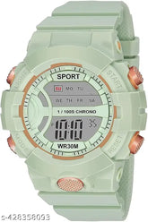 Silicon green digital watch for kids, comfortable and stylish, fits most wrists, durable and functional, Indian-origin accessory