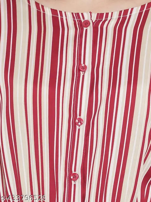 Striped crepe jumpsuit, short sleeves, XS-XXXL sizes available, Indian made