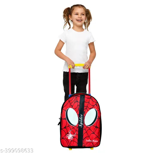 Waterproof trolley bag, polyester net, multicolor red, 30 L, Spider print, kids school bag, free size