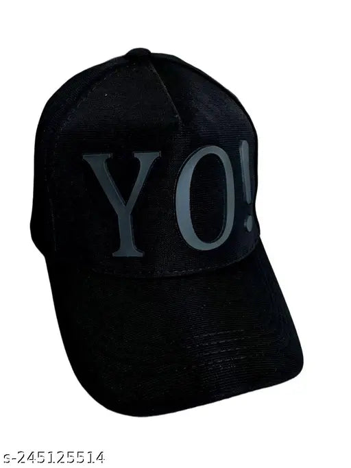 Black Polyster long snapback cap (Men & Boys) - FOXSTON, stylish and protective with UV protection and mesh material, perfect gifting idea