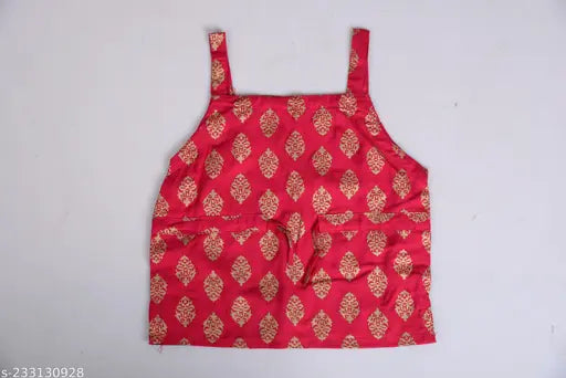 Rayon polka dot lehenga-choli set for baby girls, traditional Rajasthani block print