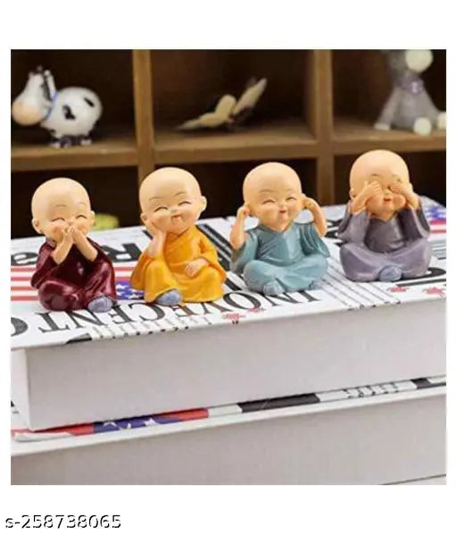 Multicolor polyresin Baby Monk set (4 cm), premium quality handicraft for home or gift, elegantly enhances décor