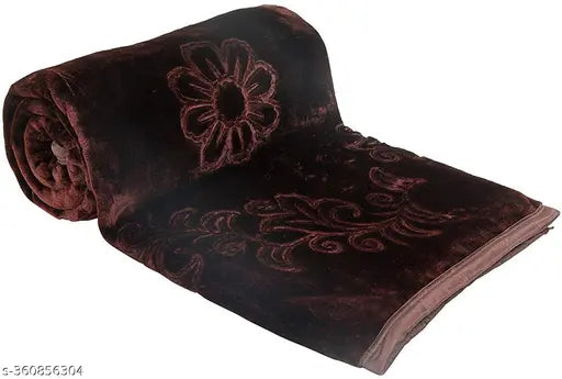 Brown microfiber mink blanket, warm and super soft, light weight double bed size for winter