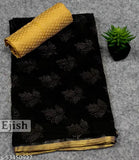 Chiffon saree, Indian-origin, printed with zari woven net and jacquard pattern, free size (length 5.5m, blouse 0.8m)