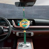 Crystal round Muslim prayer massage Allah Mohammed car hanging ornament, multicolor tassel heart shape. Made in India, ideal for car rearview mirror or interior wall hanging as a good luck showpiece