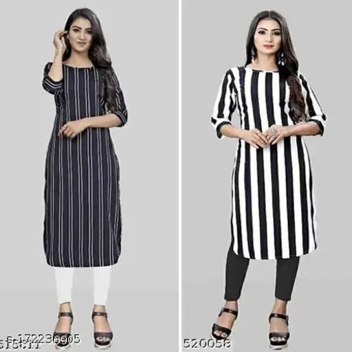 Charvi Fabulous Apple Cut Crepe Cotton Sleeveless Kurti Combo Pack (S, M, L, XL, XXL) - Indian handloom fashion