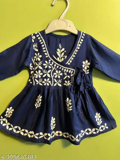 Vibrant Rayon Lucknowi Chikankari Kurti & Sharara set, perfect for girls aged 1-10, traditional ethnic wear in India