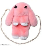 Rabbit-fur fabric bag, random color, self-design, one compartment, free size, Indian origin