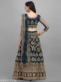 Embroidered women's semi-stitched Lehenga Choli set in soft net fabric with heavy Kali work and stone accents, free size (44m waist, 44m length), Patlani style from India