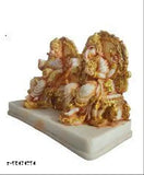 Poly Resin Laxmi Ganesha Statue, ornate figurine for home or office, 7" x 6" x 3", RIKAV God Idol collection