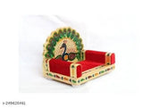 Wooden Lord Krishna Singhasan, intricate design for Janmashtmi or gift, measures 8cm x 8cm x 15cm