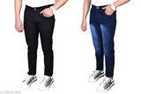 Attractive denim jeans for men's pack of 2, solid navy blue denim pants, two pieces of size 30x42in and 32x42in, Indian-made men's casual wear