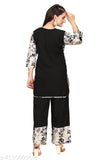 Printed net crepe kurta sets in sizes 3XL to 6XL, featuring palazzo bottoms and three-quarter sleeves. Made from Indian fabric