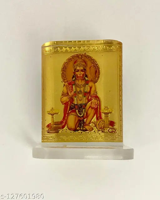 Hanuman ji acrylic religious idol for car dashboard or home decor, spiritual gift item and murti for temple or office study table, dimensions: 5cm x 3cm x 6cm