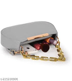 Grey faux leather travel slingbag, women's casual trendy cloud shape with adjustable strap and zip closure, perfect for work or leisure