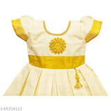 Solid net Kerala frock, short sleeves, adorable clothing for toddlers aged 6 months to 3 years, Indian handcrafted fashion