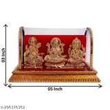 Laxmi-Ganesh-Saraswati idol statue, handcrafted religious art for pooja room, home décor, office, car dashboard, Diwali showpiece (India)