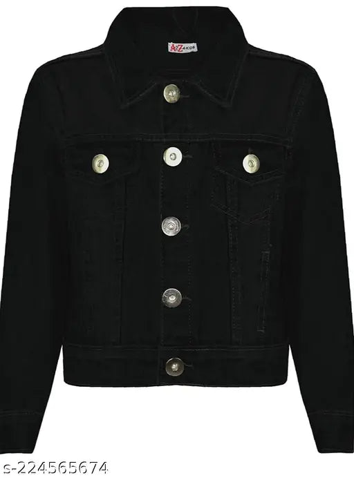 Denim kid kacket, solid pattern long sleeves, suitable for 5-12 years old children's apparel from India