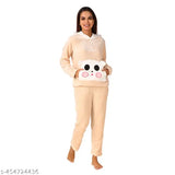 Winter women's panda printed 2PC night suit, premium blanket fur fabric, perfect for winter sleepwear